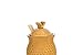 Creative Co-op Small 3 Piece Yellow with Decorative Bees Stoneware Honey Jar with Lid & Wood Honey Dipper