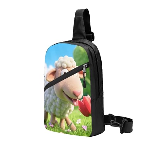 Funny Naughty Sheep Tongue Cute Animal Print Men's and Women's Foldable Crossbody Bag,Sports Crossbody Bags,and Daily Chest Bags2