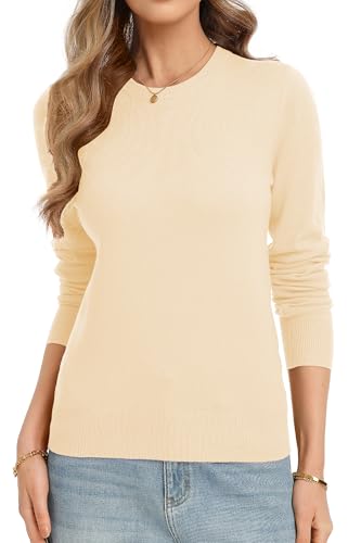 Image of QUALFORT Women's Sweaters Long Sleeve Soft Lightweight Basic Knitted Pullover Sweater