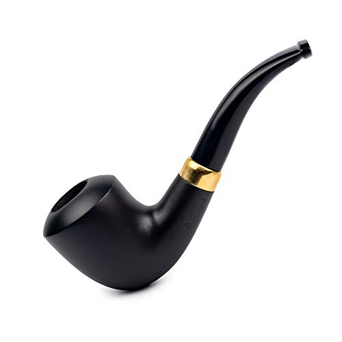 Dr. Watson - Pipa de tabaco de madera con forma clásica curva Bent Dublin para filtro de 9 mm, con bolsa en caja (negro) Cover