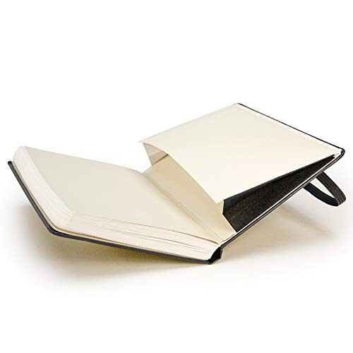 Image of LAURET BLANC Diary Journal Notebook A5 Hardcover with Elastic Enclosure with Back Pocket (Black, Unruled)