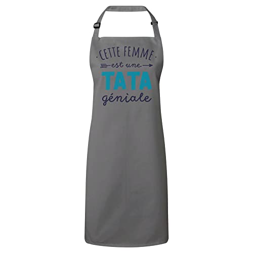 Tablier cuisine premium noir ajustable imprimé texte humoristique pour tante
