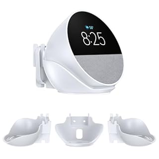 QUIDDITY Echo Spot Wall Mount, ABS Echo Spot Stand Amazon New-est Model Holder with Built-in Wire Organizer, Smart Alarm Clock Shelf, Great for Nightstands, Offices and Kitchens(White)