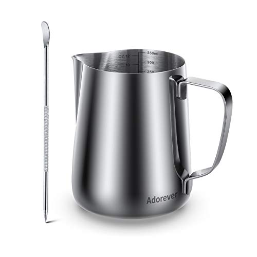Image of Milk Frothing Pitcher, Thicker Version 350ml 12oz Steaming Pitchers Stainless Steel Milk Coffee Cappuccino Latte Art Barista Steam Pitchers Milk Jug Cup with Decorating Pen