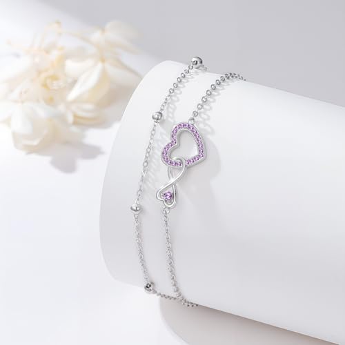 Image of Anklet for Women 925 Sterling Silver Double Infinity Ankle Bracelet Waterproof Summer Jewelry Anniversary Birthday Gifts for Her