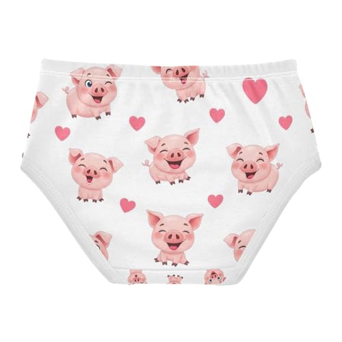 Cute Cartoon Pigs White Undies for Toddler Girls, Cotton Girls Underwear, 2T–8 Years2
