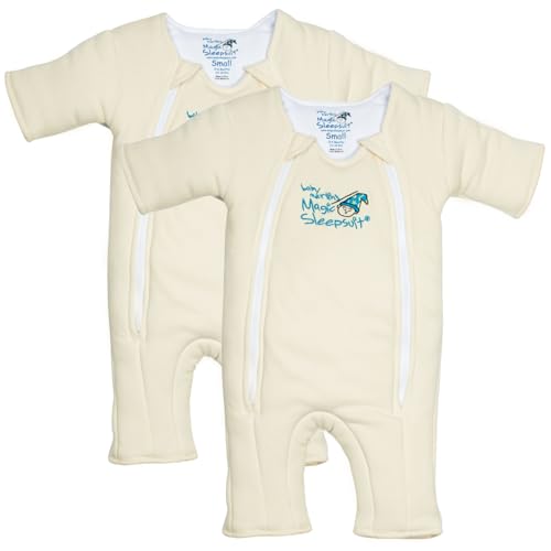 Merlin's Magic Sleepsuit 100% Cotton Baby Transition Swaddle - Cream 2-pack - 3-6 Months