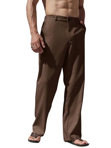 GORGLITTER Men's Baggy Dress Long Dress Pants Straight Leg Vacation Trousers with Pockets