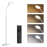 Lampadaire sur Pied Salon, SUNMORY Lampadaire LED 12W, 4 Températures de Couleur, Gradation en Continu, Télécommande et Commande Tactile,col flexible,Minuterie 1H,Lampe sur pied pour Salon,Chambre,Noi
