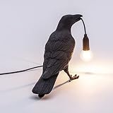 Pizga Raven Table Lamp,Crow Table lamp,Lifelike Resin Raven Ligh,Art Deco Decor Wall Light Mordern A