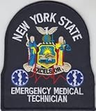 New York State EMT Emergency Medical Technician Patch White on Dark...