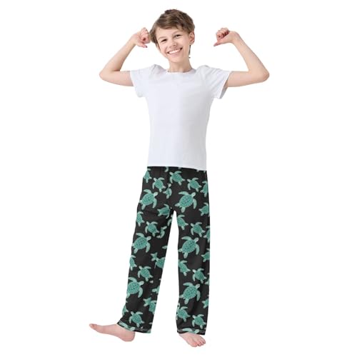 ALAZA Turtle Green Black Cute Pajama Pants Long Sleep Pant Pajama Bottoms Elastic Waist with Pockets3
