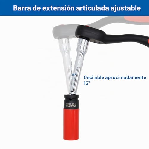 Miniatura 4 de Dakcos 1 2 Juego De 3 Extensiones Basculante Alargadores De Llave De Vaso Con Cabezal Giratorio, Cr-V