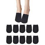 BEAMARKER 5 Pairs Premium Cotton Black Mule Socks Toe Topper No Show Liner Backless Half Socks Breathable Polycotton Seamless Non Slip Hidden Toe Covers for Women Clogs Mules Shoes