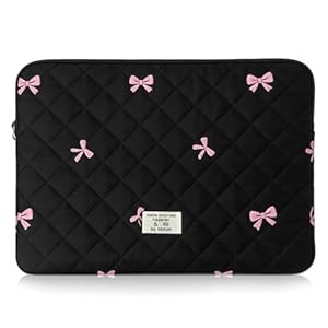 Flintronic 15.6In Laptop Sleeve, Cute Floral Quilted Laptop Case, Bow Quilted Lap-top Carrying Case, Portable Puffer Padded Lap-top Sleeve, Compatible with MacBook, Asus, Dell, HUAWEI