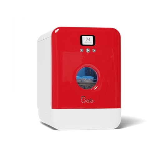 Bob - Compact Dishwasher -daily dishes of 3 people - Built-in Dishwasher - Free-standing, Integrated tank, Portable - White (Red)