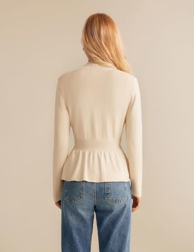 GRACE KARIN Women Cardigan Sweaters 2025 Fall,Long Sleeve Cropped Sweater Coat Trendy,Button Front Peplum Tops Lightweight