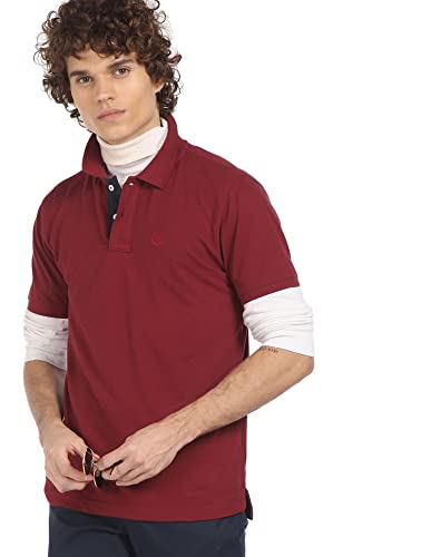Arrow Men's Classic Solid Half Sleeve Regular Fit Cotton Polo T-Shirt (ASCBTS3544_Maroon_M)