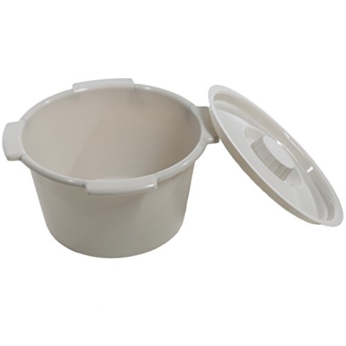 PCP Half Pail for Commode Chair with Lid White 6 Quart with 1.5 Gallon Capacity