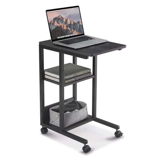 Farini C Shaped Sofa Side End Table, Mobile Snack Table