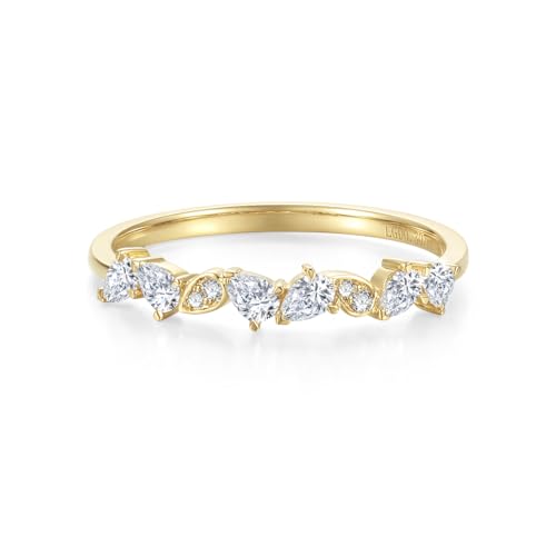 AGVANA 0.3 Ct. Tw. Lab-Grown Diamond Band Ring in 14K Solid Gold Promise Engagement Anniversary Wedding Band Ring | Stackable Rings for Women (D-E Color, VS Clarity)