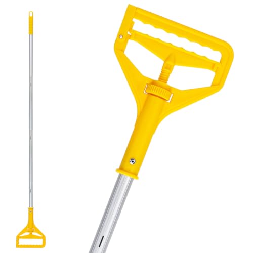 KeFanta Commercial Mop Handle Heavy Duty,60 Inch Aluminum Side Gate Mop Stick,Industrial Wet Mops Head Replacement Holder for Floor Cleaning,Yellow
