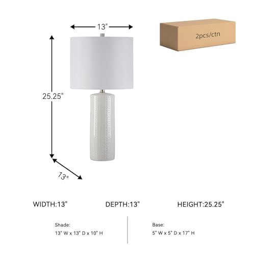 Signature Design by Ashley Steuben Textured Ceramic Table Lamp, 2 Count Lamps, 25", Solid White by Signature Design by Ashley - Image 6
