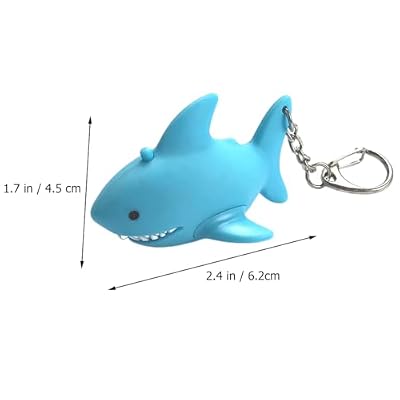 VOSAREA Flashlight Keychain Shark Design Animal Sound Keyring Cartoon Light Metal Plastic Key Holder