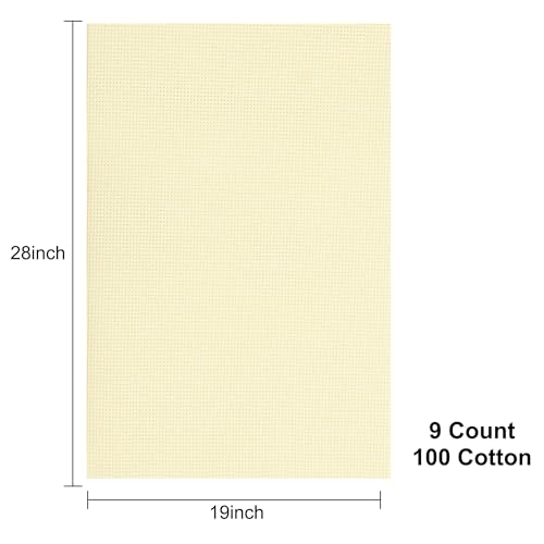 Image of Aida Cloth 9 Count Cross Stitch Fabric,19x28inch (9CT,Off White)