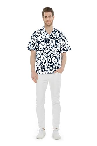 Image of Matchable Couple Hawaiian Luau Men Shirt or Women Tank Dress in Classic Vintage Hibiscus