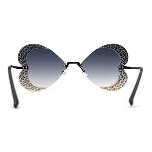 Womens Heavy Sparkle Rhinestone Heart Butterfly Rimless Sunglasses4