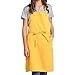 BIGHAS Grembiule regolabile con tasca extra lungo cravatta per donne, uomini, cucina, casa, cucina, in cotone/poliestere, Yellow, 27W×32L