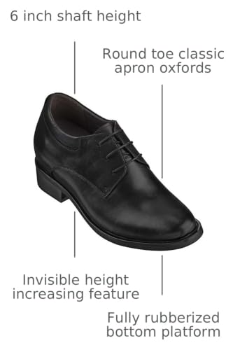 Image of Calden Men's Invisible Height Increasing Elevator Shoes - Black Leather Lace-up Lightweight Formal Oxfords - 4 Inches Taller - K59510 - Size 6 D(M) US