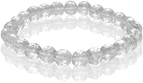 Aleafa Armlet Presents Clear White Quartz Bracelet in Diamond Cut Beads for Men and Women (8Mm) #Aport-4288