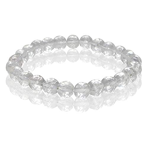 Bracelet de quartz blanc clair 8mm Aport : bijou en perles facettées cristal pour homme