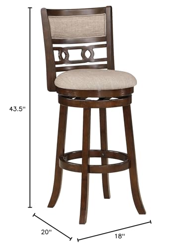 Butaco giratorio de bar de 29 pulgadas Gia de New Classic Home Furnishings, acabado cerezo con asiento de tela marrón miniatura 3