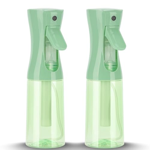 Image of Continuous Hair Mister, 6.8OZ /200ML Fine Mist Spray Bottle for Salons, Barber, Plants, Skin Care, Cleaning (Clear Green, 2 Pack)