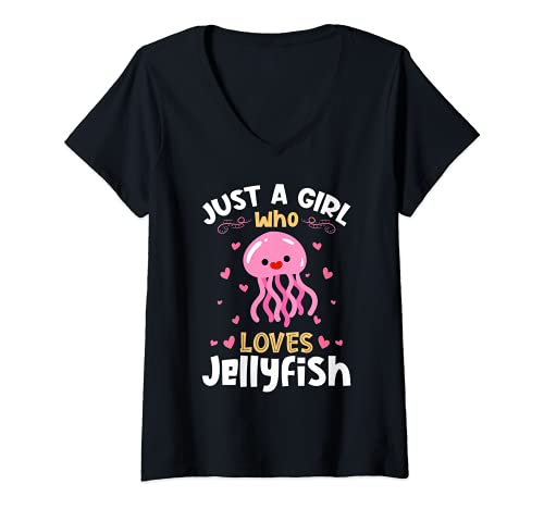 Mujer Just a Girl who loves Jellyfish Camiseta Cuello V