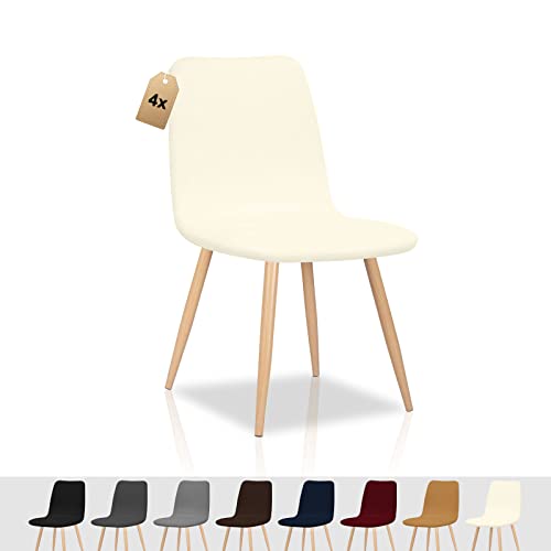 FIGOOO Coprisedie Elasticizzati con Schienale 4 Pezzi Fodere per Sedia Scandinavo Coprisedia con Schienale Rotondo Coprisedia Universale Coprisedia da Cucina per Sala da Pranzo,Bianco Sporco
