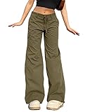  ORANDESIGNE Jeans À Jambe Large pour Femmes Taille Basse Imprimé Vintage Baggy Hose Y2k Pantalon en Denim Droit Slim Flare Jean e Girl Streetwear R Vert S