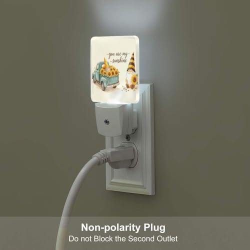 Image of Sunflower Gnome Truck LED Plug-in Nightlights 2 Piece Set for Bedroom