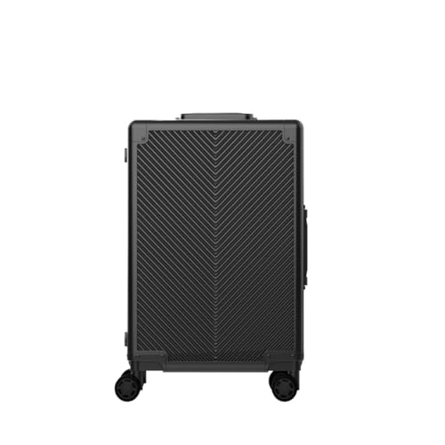 Valise cabine en aluminium noir rigide à roulettes 360 et serrure TSA