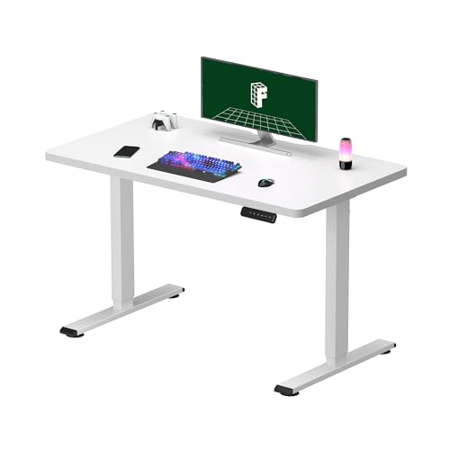 FLEXISPOT ONE PIECE Electric Standing Desk, Sit Stand Table Height Adjustable Desk with Memory Smart Pannel for Home Office, 100 x 60 cm White option