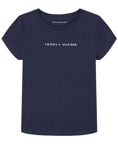 Image of Tommy Hilfiger Girls' Short Sleeve Flag Logo Tee, Soft & Comfortable