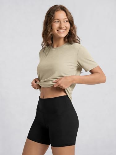Image of ODODOS Women's Performance Cropped Tee Ultra Soft odSTRATUM Tech Short Sleeve Relaxed Top Crew Neck T-Shirts