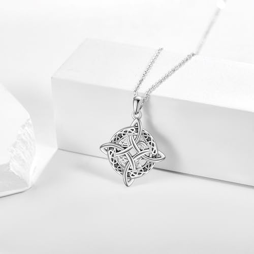 JERWLI Collier en argent sterling avec nœud celtique et nœud irlandais, 45 centimeter, Argent sterling – vue 3