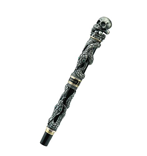 Stylo plume Jinhao serpent noir à tête de mort et plume fine précise
