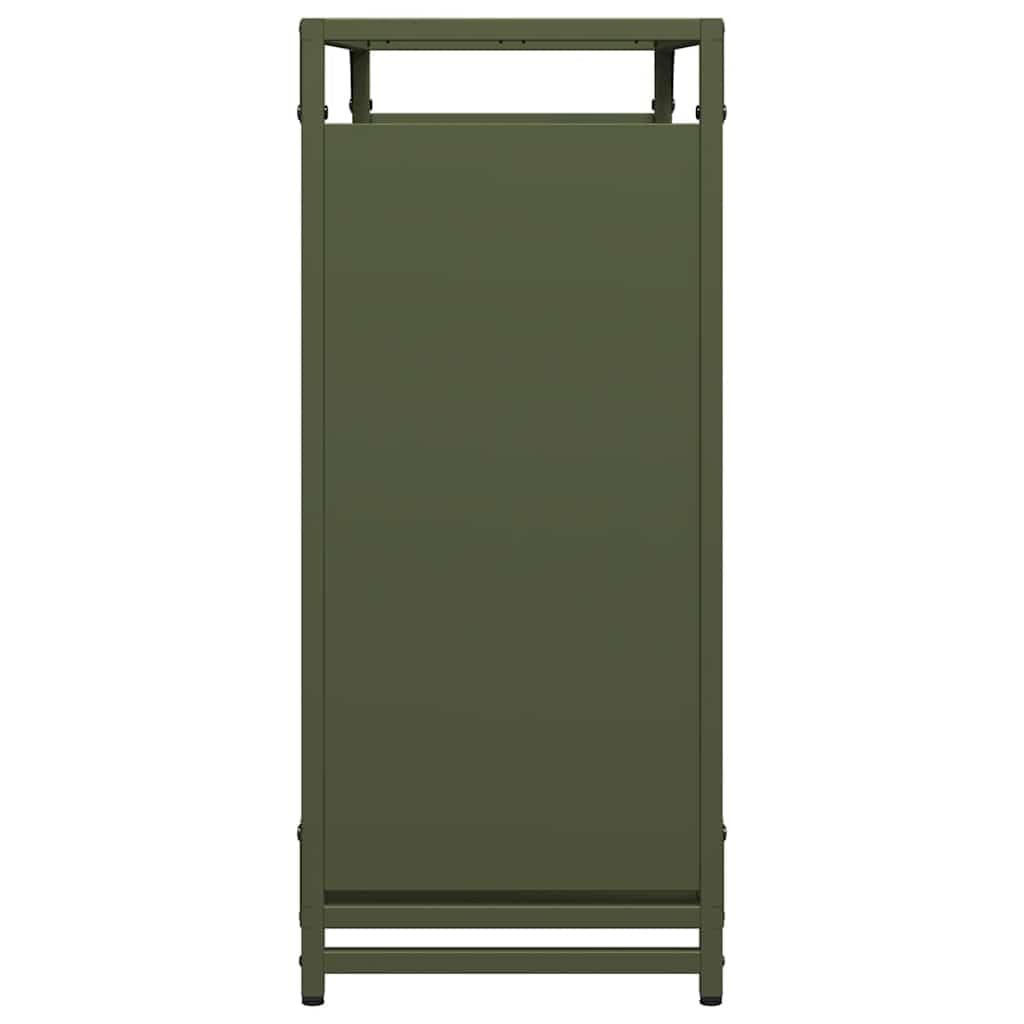 Regał na drewno kominkowe, oliwkowo-zielony, 90 x 28 x 65 cm, ze stali walcowanej na zimno – wytrzymały regał na drewno opałowe o dużej pojemności zapewnia uporządkowane przechowywanie i
