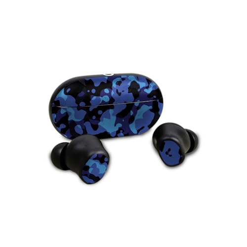 Image of Skin Compatible with Beats Solo Buds - Blue Modern Camo - Premium 3M Vinyl Protective Wrap Decal Cover - Easy to Apply | Crafted in The USA by MightySkins