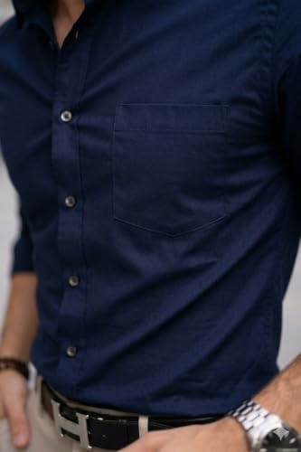 Image of Nexora Men's Slim Fit Formal Shirt, Cotton, Full Sleeve, Spread Collar, Breathable, Office
